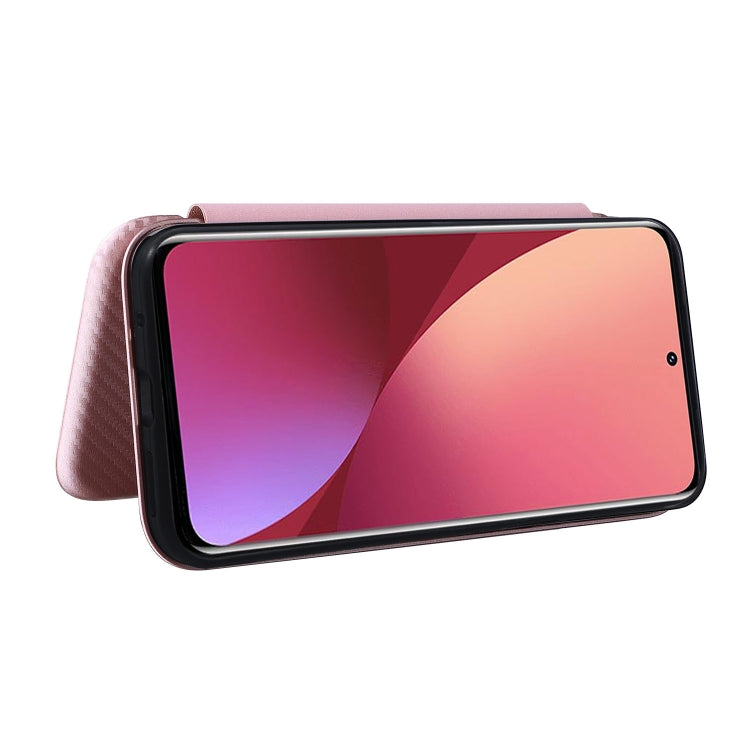 Pink magnetic horizontal flip case for Xiaomi 12 Pro, open cover with visible display