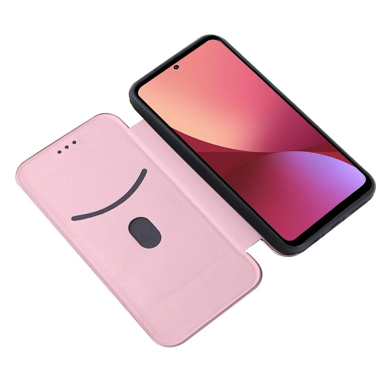Pink PU magnetic flip phone case for Xiaomi 12 Pro with camera cutout and strap ring