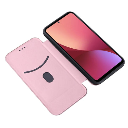 Pink PU magnetic flip phone case for Xiaomi 12 Pro with camera cutout and strap ring