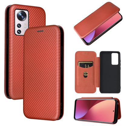 Red PU carbon-fiber texture magnetic horizontal flip phone case with back and front coverage