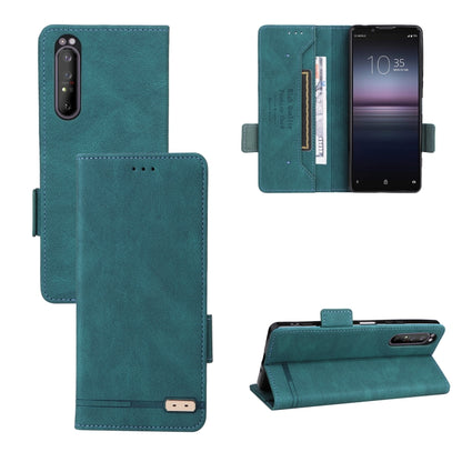 Magnetic clasp leather phone wallet case, teal blue with stitched front flap