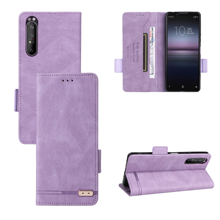 Magnetic clasp leather phone wallet case, lavender purple with stitched fold flap