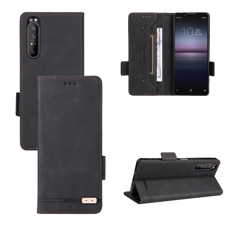 Magnetic clasp leather phone wallet case, charcoal black with stitched fold flap