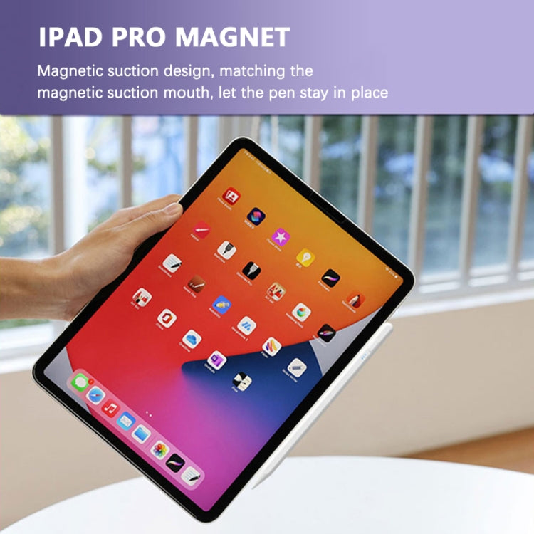 Universal active capacitive stylus pen magnet-attached to tablet edge, white body