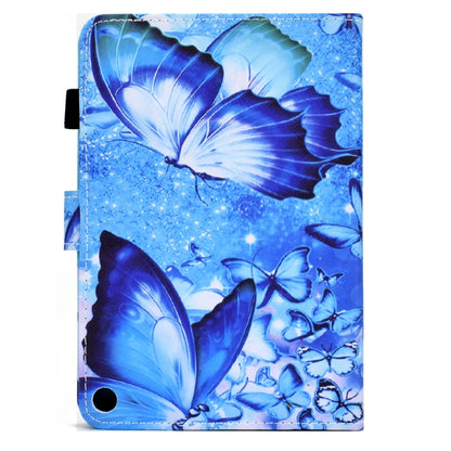 Blue butterfly leather tablet case cover with cutout camera opening
