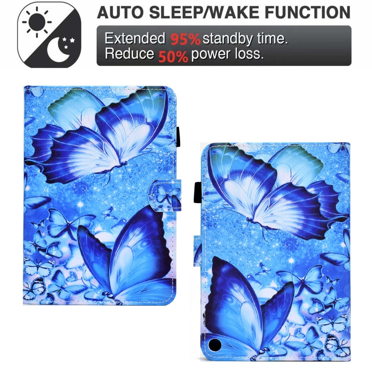 Blue butterfly leather tablet case with dual-view stand opening