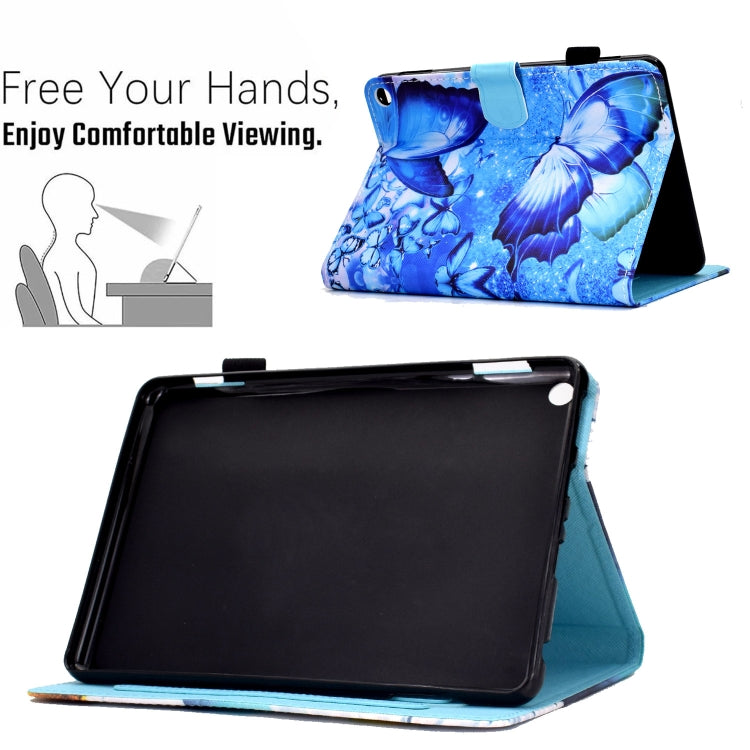 Blue butterfly tablet case with hand-free viewing stand and front flap
