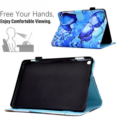 Blue butterfly tablet case with hand-free viewing stand and front flap