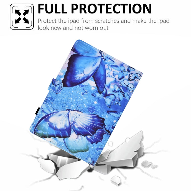 Blue butterfly leather folio tablet case with full coverage design