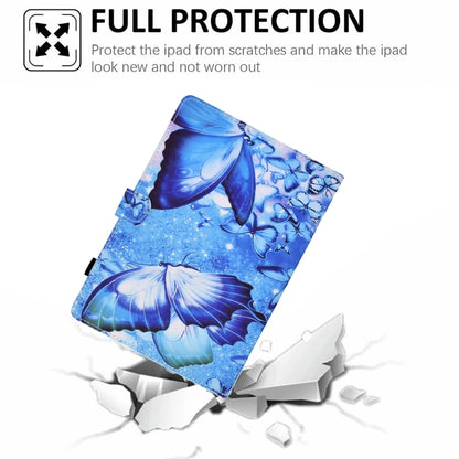 Blue butterfly print tablet case with pen slot, angled folio stand for tablet