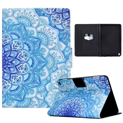 Blue and white mandala tablet folio case with kickstand and card slots