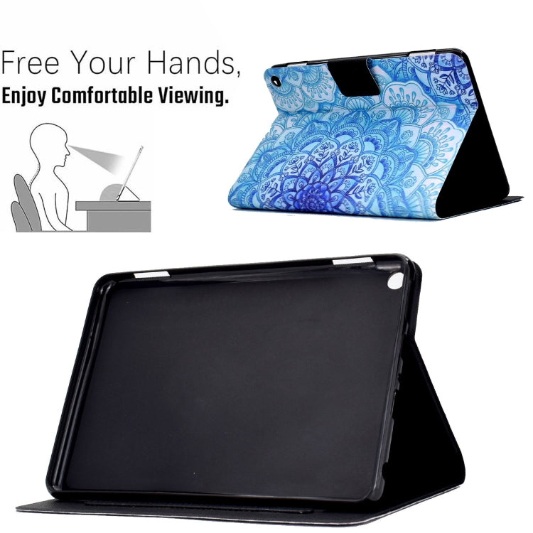 Blue mandala tablet folio case with kickstand for hands-free viewing