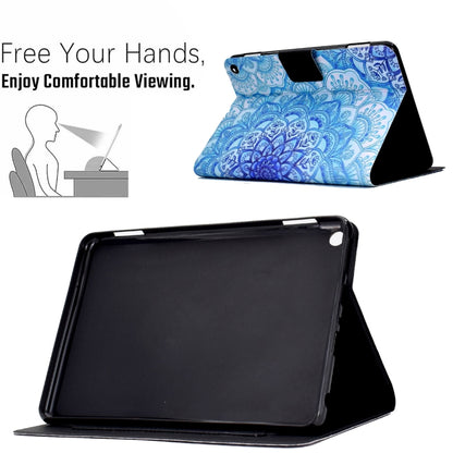 Blue mandala tablet folio case with kickstand for hands-free viewing