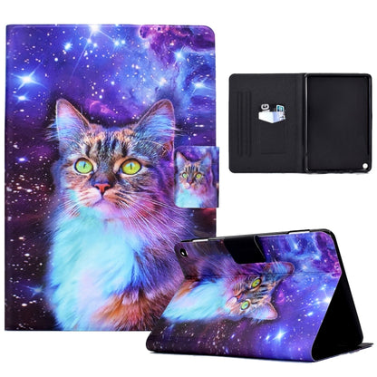 TPU tablet case with galaxy cat print, folio stand and open cover with inner slots
