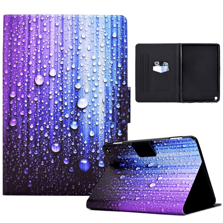 Purple and blue raindrop tablet case with flip stand and black inner shell