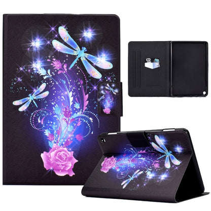 Dark blue dragonfly floral tablet folio case with stand cover and open pocket interior