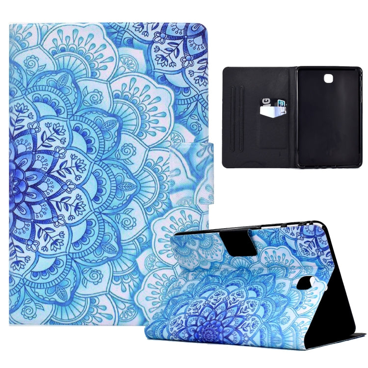 Blue mandala folio tablet case with fold stand and black inner backing
