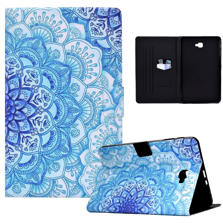 Blue mandala folio tablet case with flip cover stand and black interior