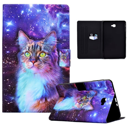 Galaxy cat printed tablet case with folio stand, black interior and camera cutout