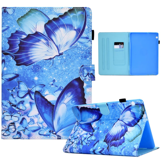 Tablet case with pen slot, blue butterfly and floral print front cover