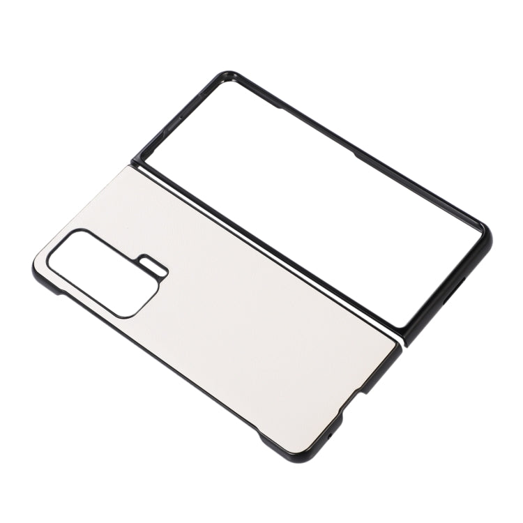 White phone case with black trim, side button opening and card slot cutout