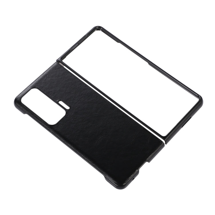 Black leather protective phone case back with open frame window and cutouts
