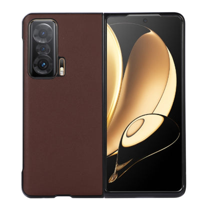 Brown genuine leather shockproof phone case with camera cutout and side button