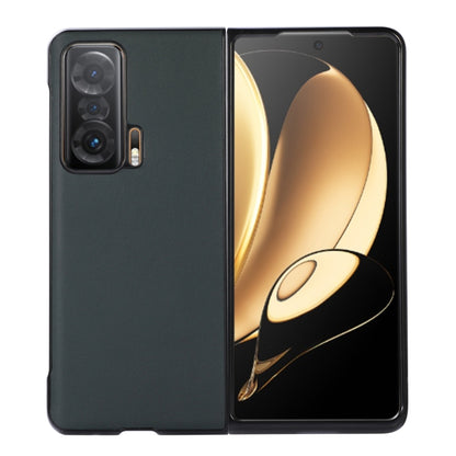 Green genuine leather shockproof phone case with camera cutout and side opening