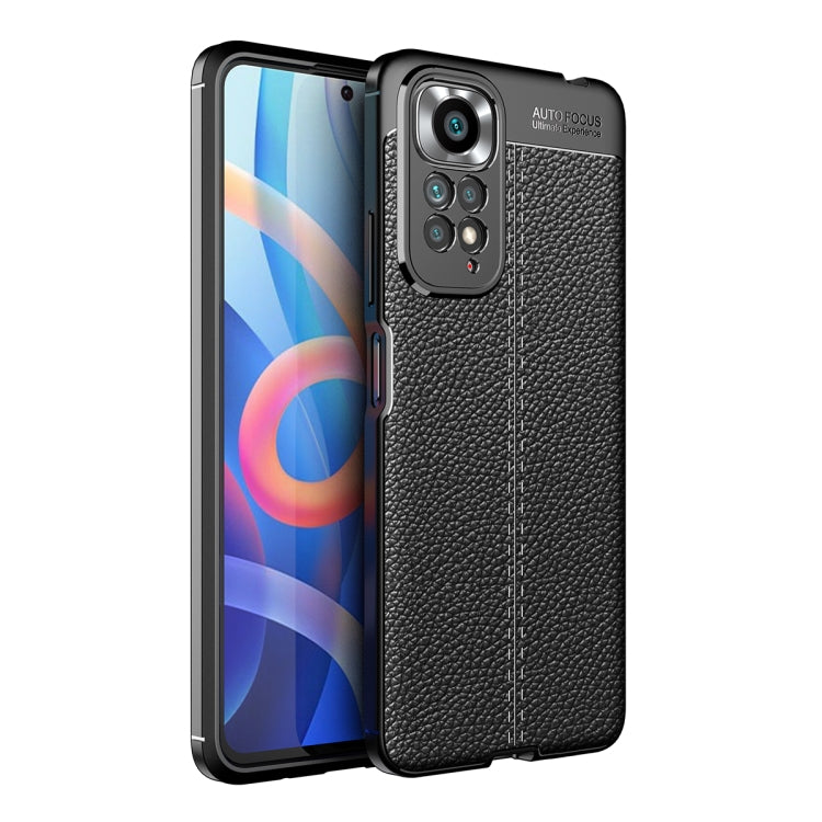 Black TPU phone case with litchi-textured back and side button cutouts