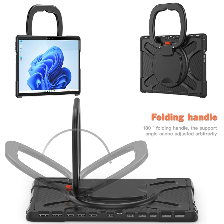 Tablet case with folding handle, front kickstand stand and strap loop