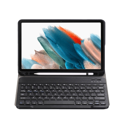 Black Bluetooth keyboard folio case with tablet screen and detachable stand angle