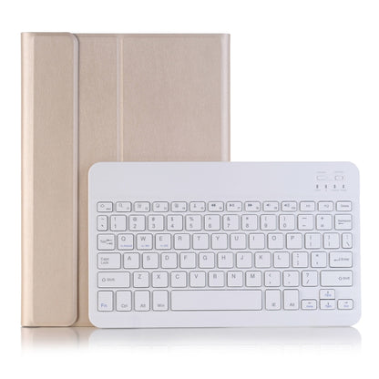 Gold leather-style Bluetooth keyboard tablet case with built-in QWERTY keys