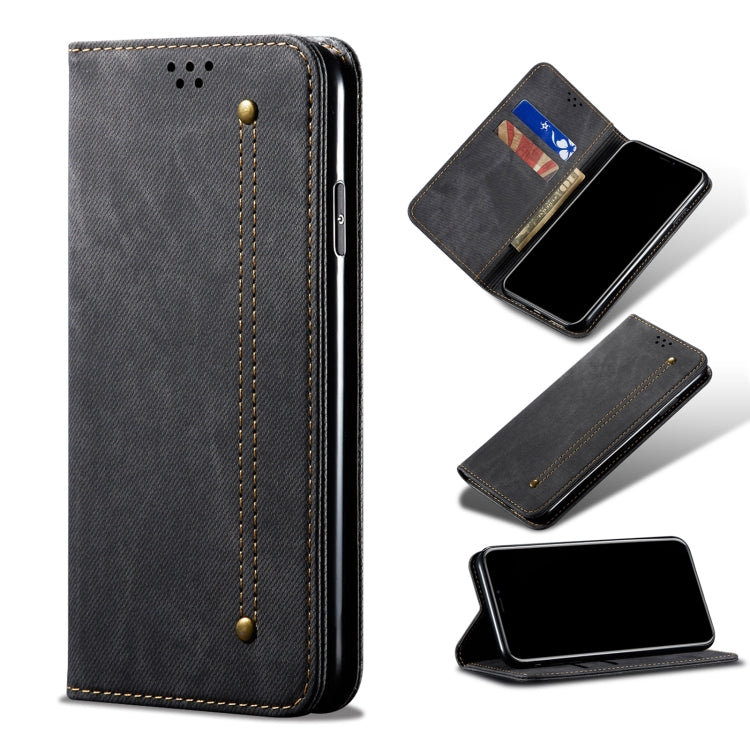 Denim texture flip leather phone case for Xiaomi Redmi Note 11S/11 (black)