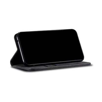 Denim texture flip leather phone case for Xiaomi Redmi Note 11S/11 (black) with stand view