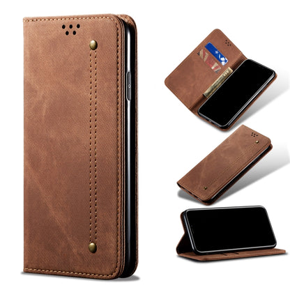 Denim texture flip leather phone case for Xiaomi Redmi Note 11S/11 (brown) set view