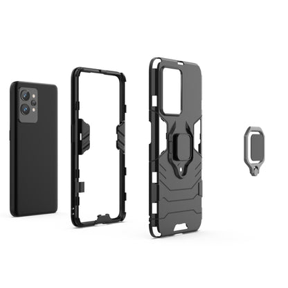 Shockproof dark TPU phone case with ring holder, open frame and cutouts