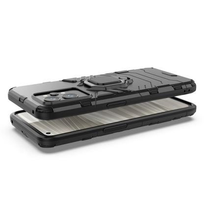 Shockproof black TPU phone case with ring holder kickstand, side profile