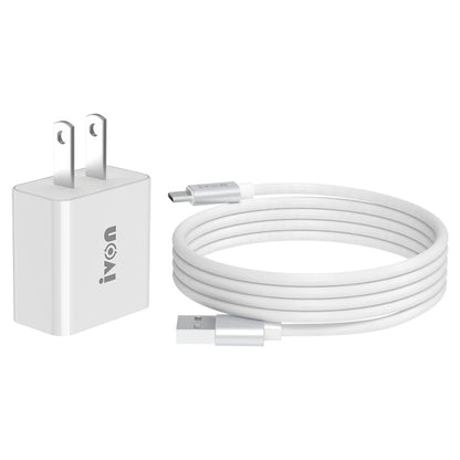 White 2-port travel USB charger with attached 1m USB to Micro USB cable