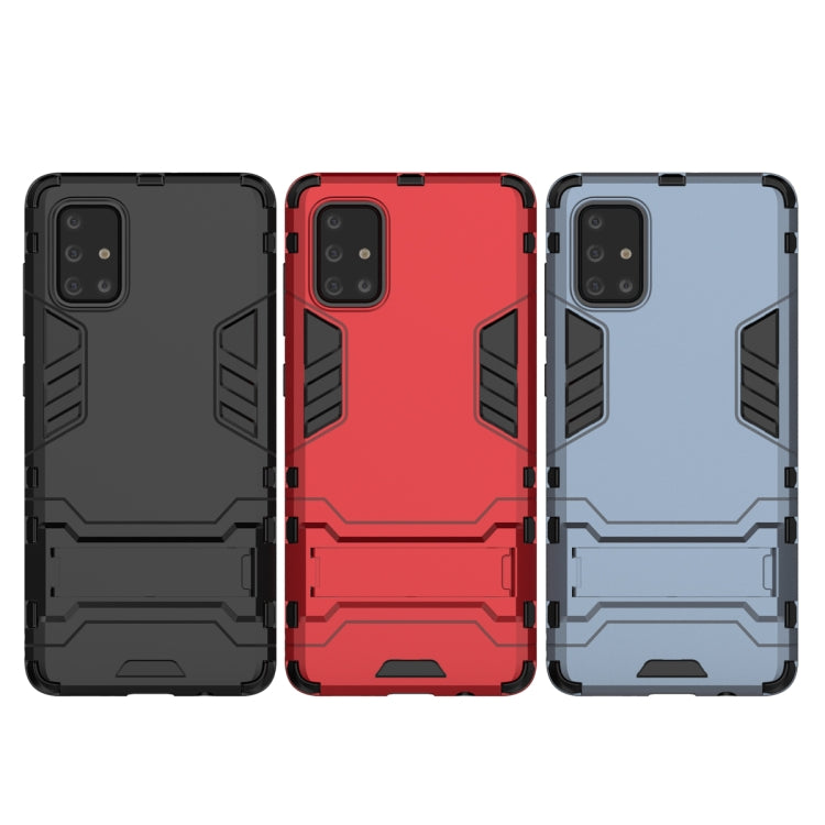 Shockproof phone cases in black, red, and blue with geometric TPU protection