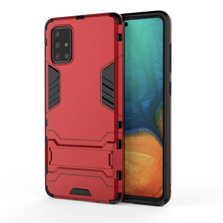 Red shockproof phone case with TPU bumper and built-in holder for everyday protection