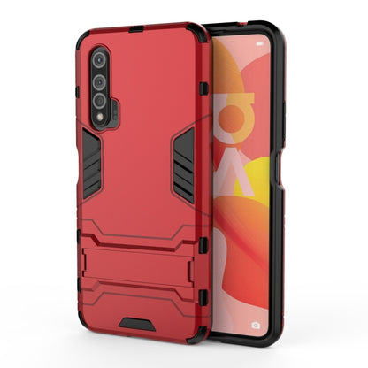 Rugged shockproof phone case, red with rugged armor panel texture