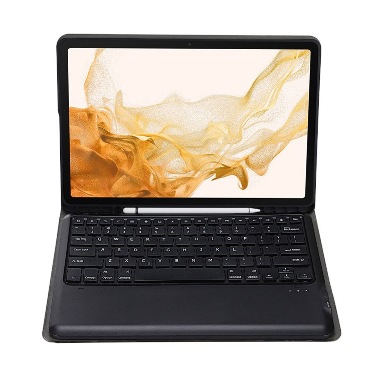 Black split Bluetooth keyboard leather case with tablet display and keyboard