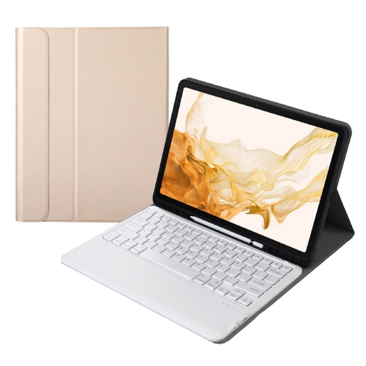 Beige split Bluetooth keyboard leather case with folding stand and keyboard