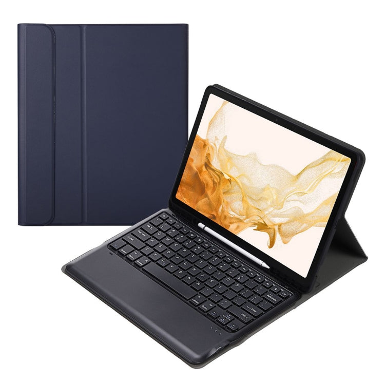 Navy blue split Bluetooth keyboard leather case with angled stand