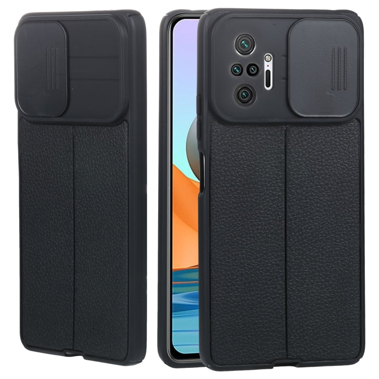 Black TPU phone case with textured grip and sliding camera cover