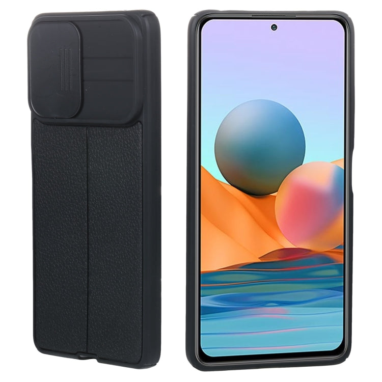 Black textured TPU phone case with sliding camera cover, front and back view