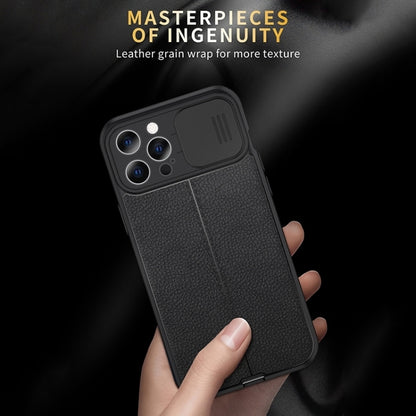 Black textured TPU phone case with sliding camera cover and lens cutout