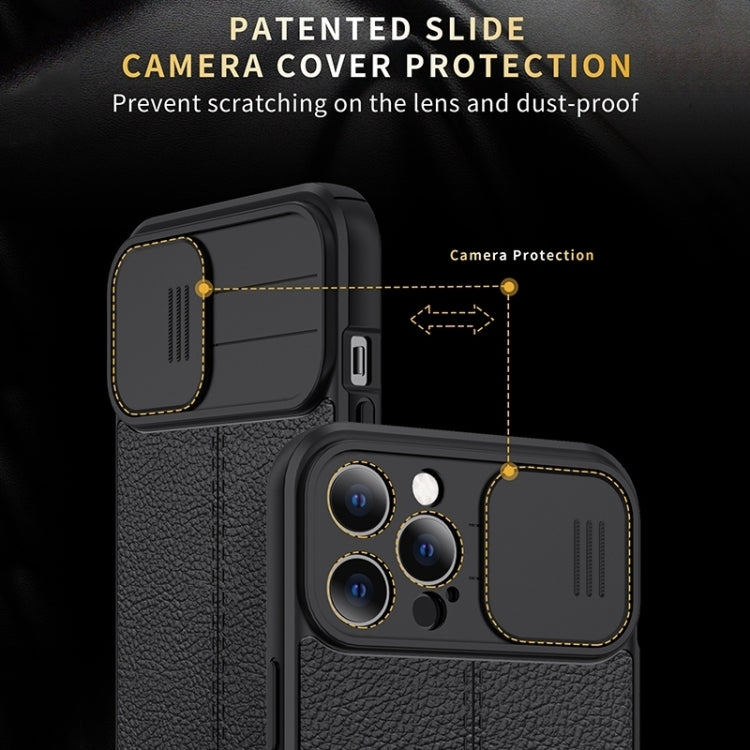 Black textured TPU phone case with sliding camera cover and lens protection