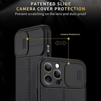 Black textured TPU phone case with sliding camera cover and lens protection