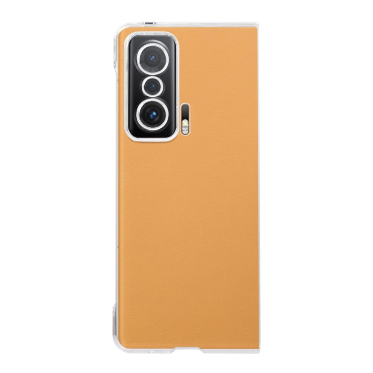 Transparent fold PC phone case for Honor Magic V, orange back with camera cutout